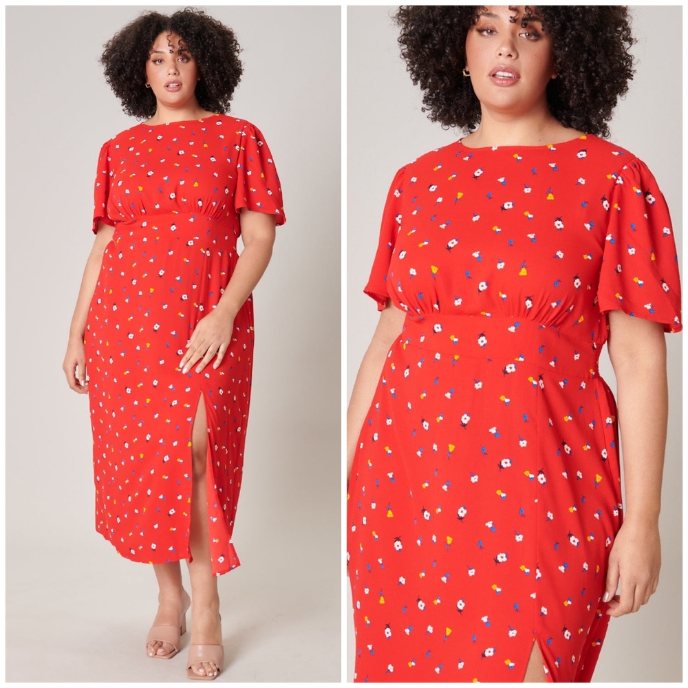 SUGARLIPS Curvy Mon Cheri Bloom Floral Midi Dress - Picture 9 of 10